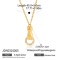 Gold stainless steel friendship hand necklace with sparkling crystal ring pendant - Hand Holding Ring Style (JDN0310005)