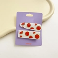 Barrettes à cheveux pastèque pour filles avec paillettes rouges sur carte violette - Pastèque / Paire de Barrettes Pastèque