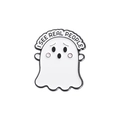 Funny ghost enamel pin badge with 'I SEE REAL PEOPLE' text and pink cheeks details - I See Real People Pattern (QHXZ1276)