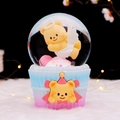 Pastel cupcake base snow globe with an angel bear figurine and dreamy lighting effect - 2426 Blue Base / Medium 80# LED Light+Music