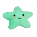 Mint green plush star dog toy with smiling face embroidery and soft texture - Green Five-point Star