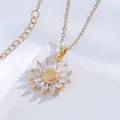 18K gold plated titanium sunflower necklace with sparkling marquise cut zircon petals - Sunflower