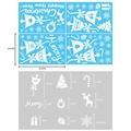 Blue Christmas window clings set featuring white reindeer and snowflake motifs with dimensions - Bell Static Sticker BQ017