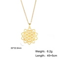 Collana dorata in acciaio inossidabile con pendente fiore della vita e motivo geometrico - Oro
