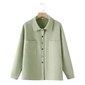 Giacca camicia da donna in finto scamosciato verde salvia con tasche, taglia M - S / Top della camicia / verde chiaro
