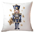 Housse de coussin de Noël casse-noisette carrée avec aquarelle vintage et étoiles dorées - Casse-Noisette CRD10-2