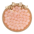 Pink round glass beads for DIY jewelry displayed in a golden bow-tie decorative tray - 50Pcs/10mm / Jade-like Bead - Pink