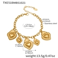 Golden stainless steel heart bracelet detailed measurements and size specifications - Gold Crown Heart DIY Bracelet (TXE518)
