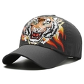Dark grey quick-dry mesh baseball cap with vibrant tiger head print and breathable holes - Adjustable / Dark Gray