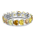 S925 sterling silver ring featuring a gradient of heart-shaped yellow cubic zirconia - Champagne Zirconia