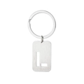 Brushed silver metal keychain featuring a minimalist hollow-out letter L pendant charm - Letter L