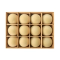 Set of 12 beige flocked velvet 6cm Christmas ball ornaments in a kraft paper storage box - Khaki