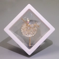 Golden ballet dancer brooch with sparkling rhinestones in a white floating jewelry case - XZ105-Colorful Ballet-Boxed