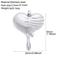 Silver melting heart wing pendant in stainless steel, 30mm x 25mm DIY jewelry accessory - Silver Tone Heart (S19)