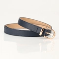 Navy blue PU leather belt for women with elegant gold U-shaped metal buckle finish - Navy Blue