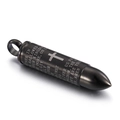 Black bullet pendant cremation necklace with engraved Lord's Prayer and cross symbol - Black (KP54964)