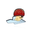 Cute mushroom character sitting in a blue paper plane cartoon enamel brooch pin - CC2259-Paper Plane Explorer Mushroom