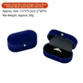 Navy blue velvet oval ring box with gold button, compact jewelry storage 7.5x4x3.5cm - Single Ring Box / 7.5*4*3.5cm / Dark Blue (Black Lining)