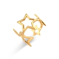 Fashionable gold stainless steel open ring with hollowed-out star pattern design - Adjustable Open / Irregular Hollow Star Open Ring