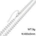 Collana a spiga d'argento in acciaio inossidabile con chiusura a moschettone, 400x5mm - Stile Texture di Grano (KN295459-ZJZL) / Argento