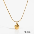 Minimalist gold apple pendant necklace with sleek snake chain for women, style KD1582 - Gold Apple Necklace (KD1582)