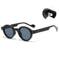 Gafas de sol redondas retro con montura negra, lentes grises y patillas onduladas - Gafas de sol / Montura Negro Brillante Lente Gris