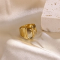 Minimalist gold-plated open ring featuring a bold letter U design on silk fabric - Letter U / Gold