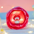 Red rose night light with a small animal figurine featuring warm glowing interior - Red Rose Night Light (999-4A Red)