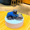 Mini speelgoed wals sleutelhanger in blauw en grijs met realistische metalen rollen - Wals / Blauwe Wegenwals