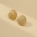 Ovale vergoldete Titanstahl-Ohrstecker mit gehämmerter Lava-Textur im Vintage-Design - 18K Gold / Gold