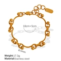 Bracciale in acciaio inossidabile dorato con maglie a S e perle tonde da 8,5 mm - Bracciale d'oro (SL89)