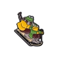 Pin's émaillé Pepe la Grenouille avec grenouille sur snowboard accessoire d'hiver - Grenouille de ski (QHXZ752)