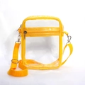 Waterproof clear PVC crossbody bag with vibrant yellow trim and adjustable strap - Yellow