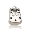Silver gift box charm with bow and star relief for DIY European style bracelets - 1pc Wallet Bag Bead