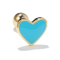 Sky blue heart screw back stud earring in golden frame with a metal ball backing - Blue Heart