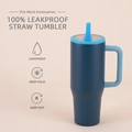 Dark blue 40oz insulated tumbler with light blue lid and 100% leakproof straw design - 40oz / Type G (Deep Blue Colorblock)