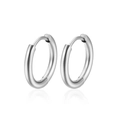 Minimalist silver stainless steel hoop earrings with polished finish and snap closure - 20mm Pair / Silver