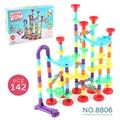 142-piece colorful marble run building block set with retail box for kids aged 3+ - Flagship Tower Style (8806)