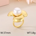 Anillo floral de lujo bañado en oro de 18 quilates con perla blanca grande, 37 mm - US 6 / Dorado (KR111439-GC)