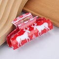 Christmas hair claw clip with red and white reindeer patterns on wooden block - Red-White Pixel Christmas Deer Snowflake (C13-1-10)