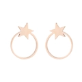 Detail of rose gold star and geometric hoop earrings on white background - Star Hoop / Rose Gold