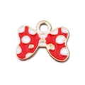 Ciondolo a forma di fiocco a pois rossi e bianchi con bordi dorati per gioielli fai da te - Fiocco rosso a pois / Rosso