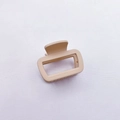 Matte beige square hollow hair claw clip with frosted texture on white fabric - Small (5.5CM) / Milk Coffee