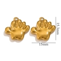 Golden paw-shaped stainless steel pendant charm with 15mm dimensions for DIY jewelry - Hamsa Hand / Gold
