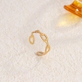 Vintage 18K gold plated titanium steel open ring with hollow chain design for women - Hollow Chain Style / Gold