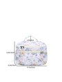 Quilted floral makeup bag in white with blue-yellow flowers and double zippers - Large / Spiked Thistle (White with Blue Yellow Floral)