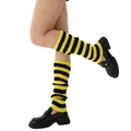 Knit leg warmers with bold yellow and black horizontal stripes for a punk style look - One Size / Black and Yellow Stripes