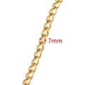 7mm wide gold stainless steel heavy chain links for DIY necklace and bracelet jewelry - 7mm Flat Curb Chain / Gold
