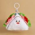 Porte-clés sandwich en peluche avec visage mignon et détails sur fond beige chaud - Sandwich/Taco / 12cm