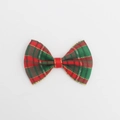 Mini lazo navideño de cuadros rojos y verdes con detalles dorados para mascotas y DIY - 1.5*2.8cm / Cuadros Rojo Verde